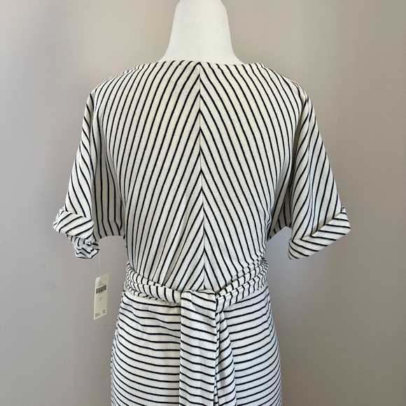 Anthropologie Navy Stripe V Neck Tie Dress - Picture 6 of 8